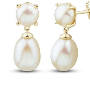 Elegant Gold and Cream Pearl Drop Earrings